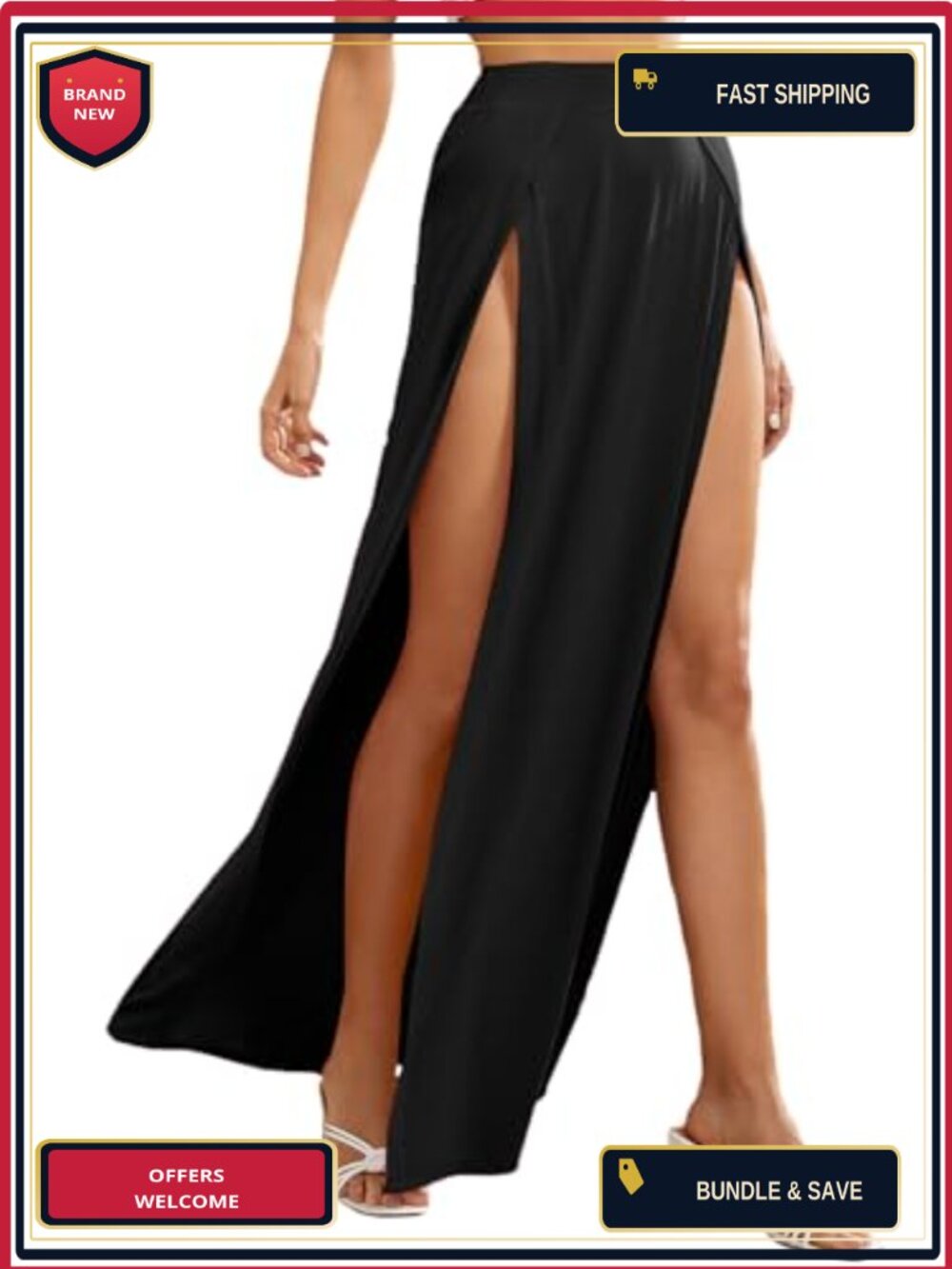 High Waist Split Maxi Skirt Flowy Long Wrap Style
